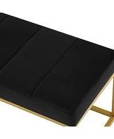 Streamdale Furniture Modern Tufted Channel Entryway Bench Emerald Velvet Upholstered End of Bed Bench with Metal Frame