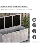 75 Gallon Wooden Deck Box, Outdoor Storage Container with Aerating Gap & Weather-Fighting Finish, Grey