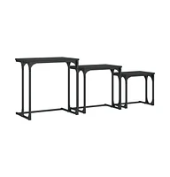 vidaXL Nesting Coffee Tables 3 pcs Black Engineered Wood