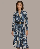 Donna Karan New York Women's Printed Belted A-Line Dress