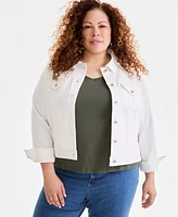 Style & Co Plus Embroidered Floral Denim Jacket, Exclusively at Macy's