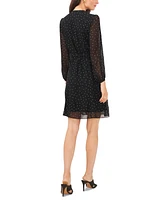 Msk Petite Pintucked Long-Sleeve Chiffon Shirtdress