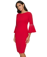 Calvin Klein Women's Embellished Bell-Sleeve Sheath Dress