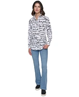 Karl Lagerfeld Paris Petite Printed Long-Sleeve Shirt