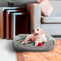 Details Rectangle Dog Bed, Durable Sleeping Calming Cuddler for Pets, Super Plush Corduroy Sherpa