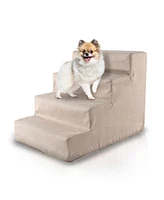 Home Base 4-Step Dog Steps for Bed, Dog Stairs for Couch, Pet Stair for Cats and Dogs, High Density Foam Herringbone Design,