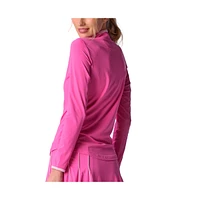 G Lifestyle Clothing Women's Long Sleeve Color Block Mock Neck Top