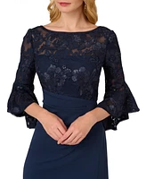 Adrianna Papell Women's Lace-Bodice Bell-Sleeve Dress