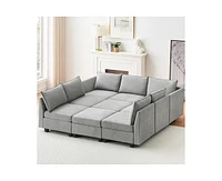 gaomon Middle Module Seat for Modular Sectional Sofa with Storage Seats,Customizable Armless Sofa,Linen Fabric,Grey