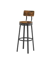 Slickblue Set of 2 Swivel Bar Stools with Backrest Industrial Style for Modern Bar Areas