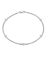 Bling Jewelry Simple Plain Ball Bead Snake Chain Anklet Ankle Bracelet For Women .925 Sterling Silver Made In Italy 10 Inch 1.5MM Ball