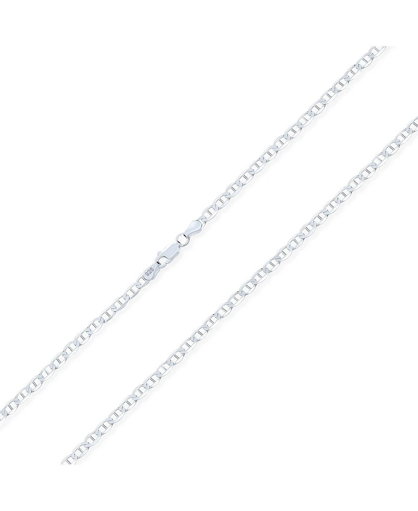Bling Jewelry Solid Heavy .925 Sterling Silver 4,6,7,9MM Marina Anchor Nautical Mariner Chain Link Necklace 16 18 20 24 Inch