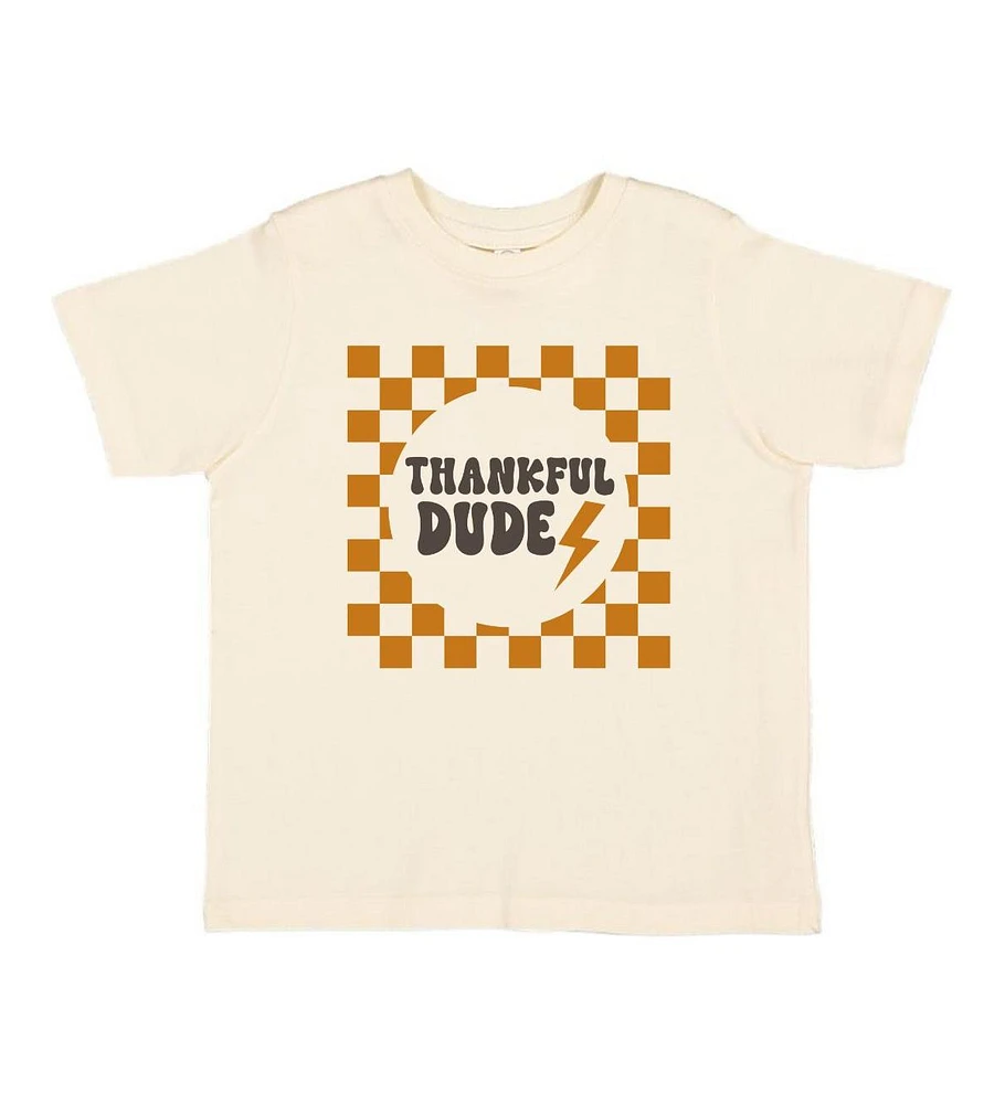 Sweet Wink Toddler Boys Thankful Dude Checker Thanksgiving Short Sleeve T-Shirt