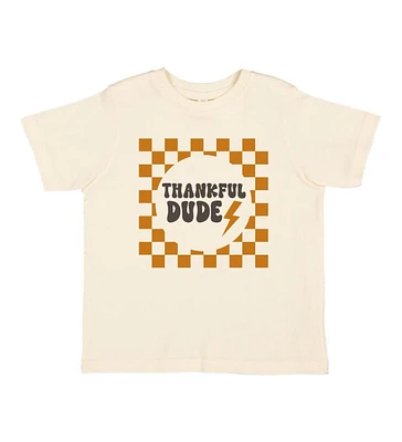 Sweet Wink Toddler Boys Thankful Dude Checker Thanksgiving Short Sleeve T-Shirt