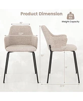 Gymax Dining Chairs Set of 2 w/ Curved Backrest Wide Seat & Armrests Durable Frame Gray