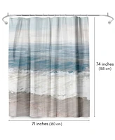 Americanflat 71x74 Shower Curtain - Coastal Seaside Design - Warm Waves by Pi Creative Art