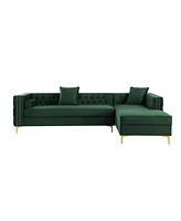 Inspired Home Olivia Velvet Button Tufted Y-leg Right Facing Chaise Sectional Sofa