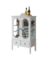 Kings Brand Furniture Curio Accent Storage Cabinet with Doors, Glass Shelves & Drawers