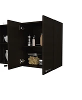 Depot E-shop Oceana 150 Wall Double Door Cabinet With Glass, Four Interior Shelves, Glass