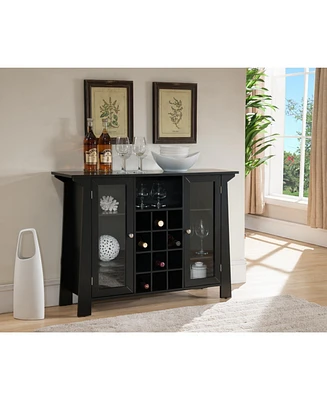 Kings Brand Furniture Matanuska Wood Buffet Bar Cabinet with Wine Storage (Black)