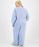 Planet Heart Trendy Plus Size Crochet Trim Sweatshirt Sweatpants