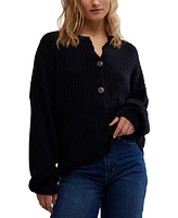 Free People Womens's Cocoa Henley Sweater