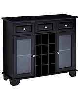 Kings Brand Furniture Buffet Server Sideboard Cabinet with Wine Storage (Black)