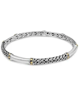 Devata Bali Filigree Bangle Bracelet in Sterling Silver and 18K Gold, Fit Medium to Large Wrist