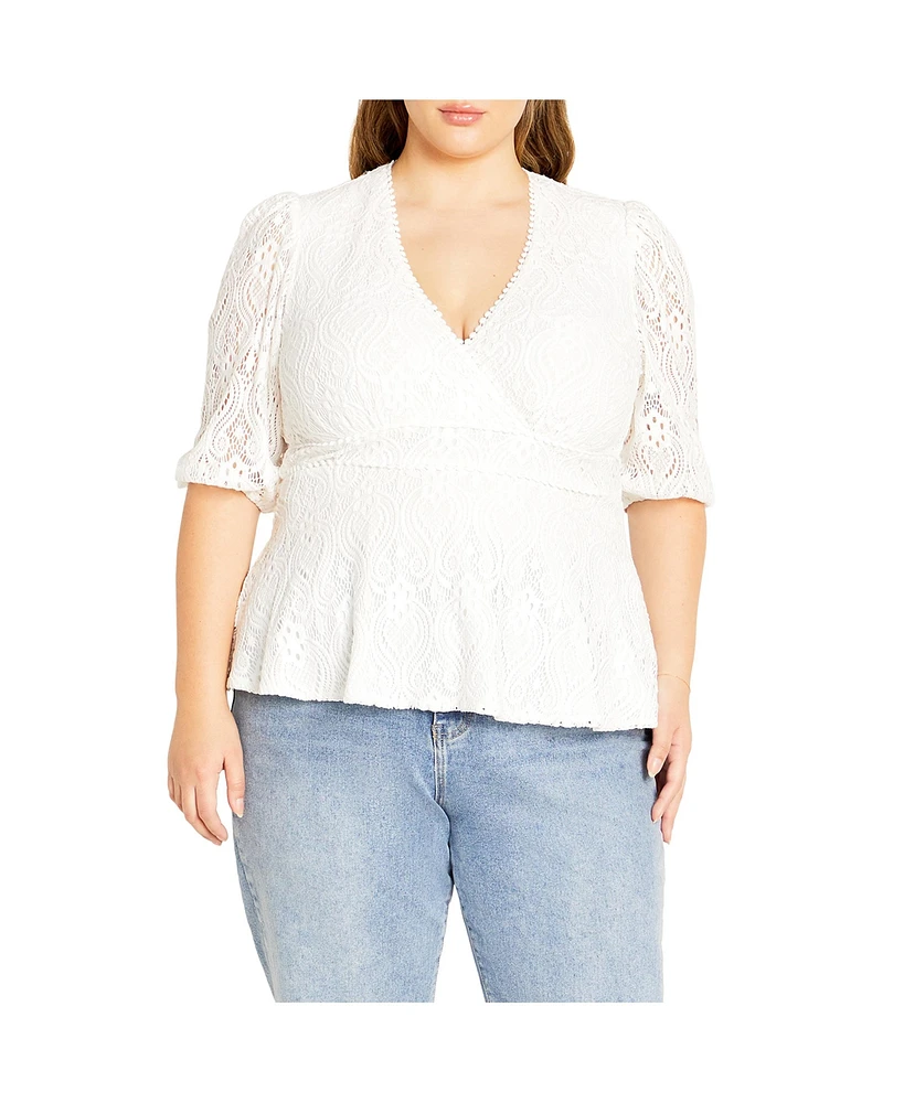 City Chic Plus Christa Lace Top