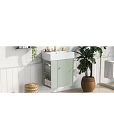 Simplie Fun 21.6 inch Modern Floating Bathroom Vanity with Ceramic Basin - Perfect for Small Bathrooms, Left side storage