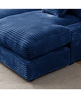 74.8" Modern Luxury Twins Sofa Couch for Living Room Quality Corduroy Upholstery Sleeper Sofa Bed Daybed Navy Blue