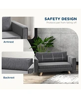 Streamdale Furniture Raised Dog Sofa, Elevated Pet Sofa for Small and Medium Dogs with Removable Seat and Back Cushions, Anti-Slip Pads, Gray