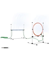 Simplie Fun 3 Piece Dog Agility Training Equipment Set, Dog Obstacle Course with Adjustable Height Jumping Ring and Hurdle, Spray Water Tube, Carry Ba