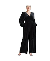 Eloquii Women's Velvet Wide Leg Jumpsuit