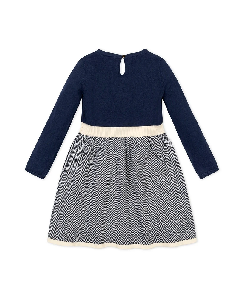 Hope & Henry Toddler Girls Long Sleeve Skater Sweater Dress with Bow