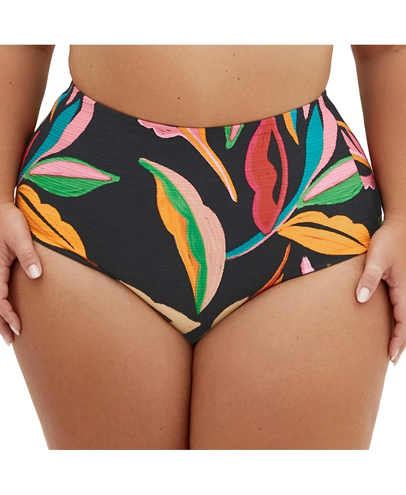 City Chic Plus Maui Print Hi Waist Bikini Brief