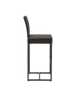 Streamdale Furniture Transitional Outdoor Wicker Barstools With Powder-Coated Iron Frame (Set Of 2)