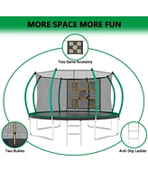 12FT Trampoline, Outdoor Trampolines for Kids and Adults, Recreational Trampoline with Enclosure Net & Ladder, Round Trampoline Astm Approved