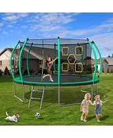 Simplie Fun 12FT Trampoline, Outdoor Trampolines for Kids and Adults, Recreational Trampoline with Enclosure Net & Ladder, Round Trampoline Astm Appro