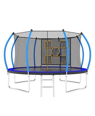 Streamdale Furniture 12FT Trampoline with Enclosure - Recreational Trampolines with Ladder, Astm Approval Outdoor Trampoline for Kids