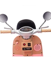 12V Two-seater Kids Ride On Electric Motorcycle, Three Wheels Kids toy with Slow Start, Multi-function player, Usb, Bluetooth, light, Backseat flip ad