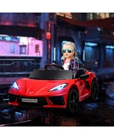 Electric Car for Kids, 12V Chevrolet Corvette Licensed Kids Car with Parental Remote Control, Suspension System, Music, Horn, Headlight, Slow Start, K