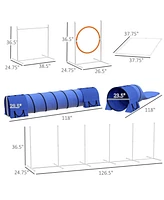 Streamdale Furniture 7 Piece Dog Agility Training Equipment, Dog Obstacle Course Starter Kit with Tunnels, Weave Poles, Adjustable Hurdles, Jumping Ri