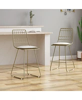 Modern Geometric Counter Stools With Water-Resistant Cushions (Set Of 2)