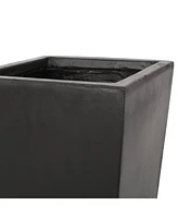 Simplie Fun 13" X 32.5" Outdoor Modern Mgo Cast Stone Planter, Black