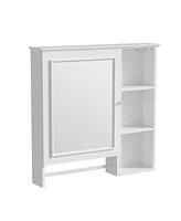 Wall Mounted Bathroom Storage Cabinet, Medicine Cabinets with large mirror door, adjustable shelves and three open storage levels(Not Include Bathroom