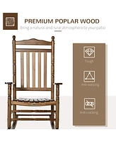 Traditional Wooden High-Back Rocking Chair for Porch, Indoor/Outdoor, Brown