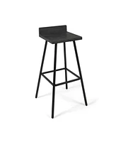 Streamdale Furniture Bidwell Acacia Wood And Iron Bar Stools With Footrests