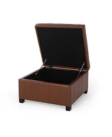 Simplie Fun Luxurious Faux Leather Ottoman With Ample Storage And Soft-Close Hinges