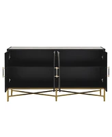 Distinctive Features of Four-Door Sideboard with Metal and Cross-Leg Design, Suitable for Living Rooms